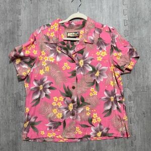 Vintage Havana Jacks Cafe Hawaiian Tropical Print Button Up Shirt‎ Women's M